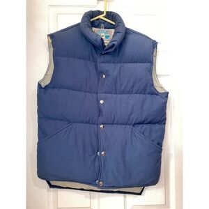 Vintage Struggle Gear William‎ Barry Mens Down Puffer Vest Blue Made in USA Sz M